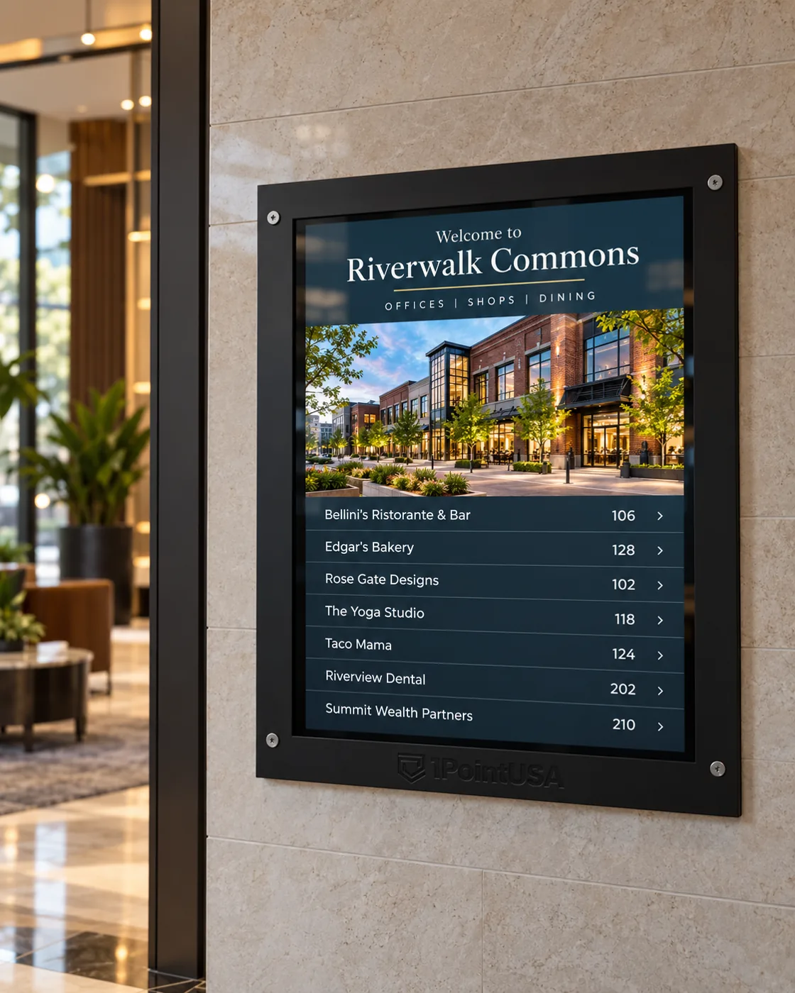 Mixed-use retail and office directory presentation